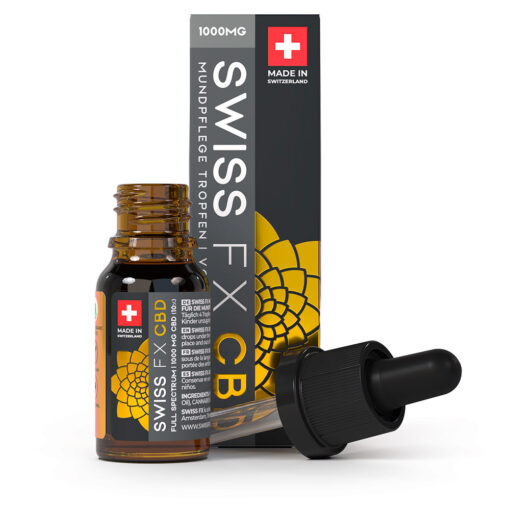 Vollspektrum CBD Öl 10% 10ml Pipette Fläschen Vorderseite mit Verpackung